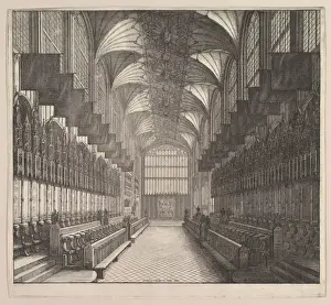 Wenceslaus Hollar Artist Drucke: Windsor Castle St George Chapel Choir 1663 Etching