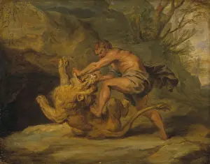 Baroque Art Collection Drucke: Workshop Peter Paul Rubens Samson Lion Study