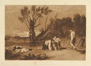 British Landscape Artwork Drucke: Young Anglers Liber Studiorum part VII plate 32