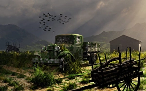 Abandoned Farm Drucke: An abandoned run-down farm