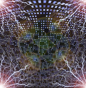 Space Art Illustrations Drucke: Abstract pattern with lightnings