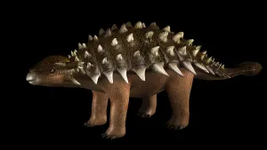 Cretaceous Period Artwork Drucke: Ankylosaurus dinosaur, side view