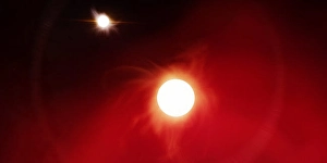 Space Art Illustration Drucke: Artist's concept of a binary star system