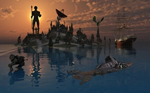 Artificial Intelligence Concept Art Drucke: Artists concept of a dimensional time warp where objects disappear