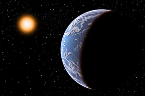 Colorful Space Illustrations Drucke: Artist's concept of Kepler 452B