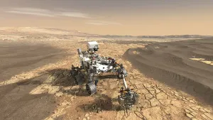 Mars Exploration Drucke: Artist's concept of the Perseverance rover exploring Mars