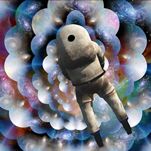 Abstract Space Art Drucke: Astronaut in endless space