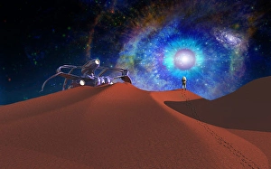 Celestial Body Illustrations Drucke: Astronaut on another planet