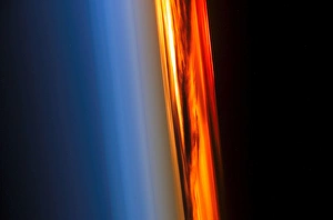 Space Photography Drucke: The atmosphere and a setting sun