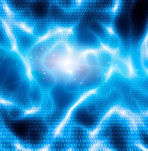 Binary Code Background Drucke: Background with binary code and light fluctuations