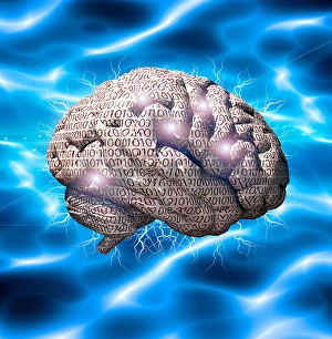 Artificial Intelligence Concept Drucke: Binary brain