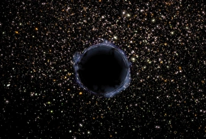 Drucke von Künstlerische Sicht auf einen Schwarzen Loch im Sternhaufen Bilder datiert: Ein Schwarzes Loch im Sternenzentrum eines Globularen Clusters