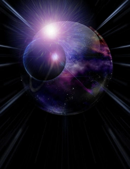 Abstract Space Art Drucke: Bubble of Space inside crystal