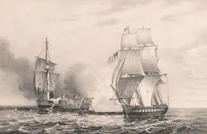 US Navy Ships Drucke: The capture of HBM. frigate HMS Java by the U