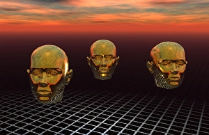 Science Fiction Concept Drucke: A central computer brain interlinked with every computer on the planet