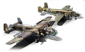 Vintage Bomber Planes Drucke: Comparison of two medium bombers