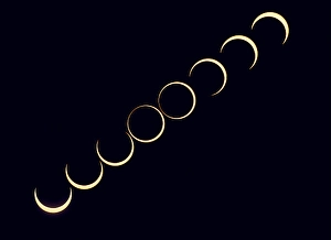 Annular Solar Eclipse Drucke: A composite that showing the sequence around mid-eclipse of the October 14