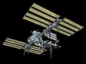 Spacecraft Illustration Drucke: Computer generated view of the International Space Station