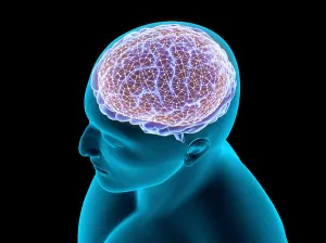 Artificial Intelligence Concept Drucke: Conceptual image of a neural network in the human brain