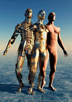 Futuristic Robot Design Drucke: The construction of a humanoid android