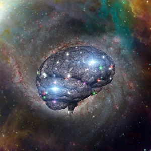 Brain Anatomy Illustration Drucke: Cosmic Brain in vivid space