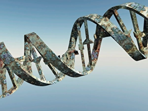 Molecular Biology Images Drucke: Damaged DNA Strands. 3D rendering