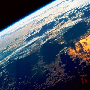 Earth From Space View Drucke: Dawn over Atlantic Ocean