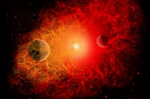 Supernova Explosion Drucke: The death of a star as it becomes a supernova