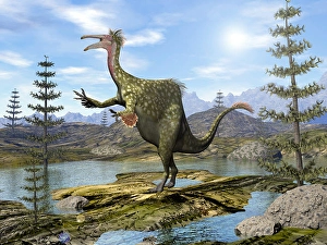 Cretaceous Period Artwork Drucke: Deinocheirus dinosaur - 3D render