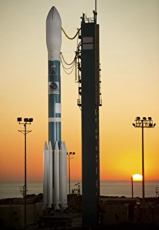 Die Delta-II-Rakete auf ihrem Startplatz