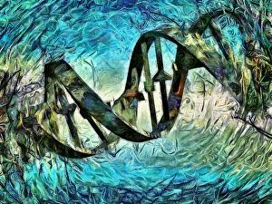 Double Helix Structure Drucke: DNA Strand Artwork