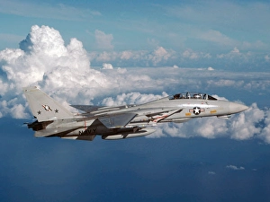 Military Plane Photos Drucke: F-14 Tomcat flying above the clouds