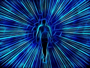 Colorful Digital Art Drucke: Figure emerges from light