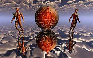 Artificial Intelligence Artwork Drucke: Free thinking biomechanical androids