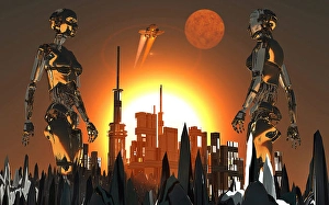 Eine futuristische Welt, die von Androiden regiert wird.