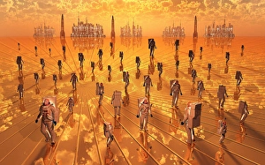 Space Exploration Artwork Drucke: Human astronauts being recruited for a space program