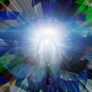 Abstract Light Background Drucke: Human silhouette with bright light