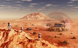 Martian Landscape Drucke: Humanity exploring and terraforming the planet Mars