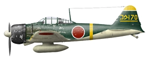 Vintage Airplane Illustration Drucke: Illustration of an A6M2 Zero fighter plane