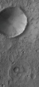 Black And White Space Photography Drucke: An impact crater on Mars