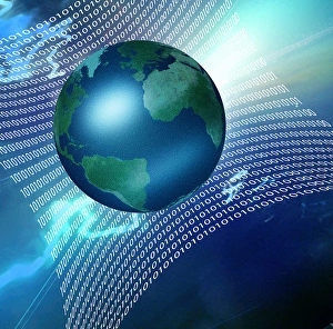 Global Network Connection Drucke: Internet represented by web of binary