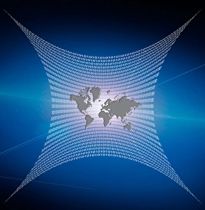 Gerahmter Druck : Das Internet wird durch ein Web aus binärem Code dargestellt. Gerahmter Druck : Das Internet wird durch ein Web aus binärem Code dargestellt.