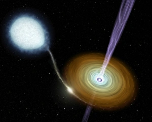 Spitzer Space Telescope Images Drucke: Jets of material shooting out from the neutron star in a binary system