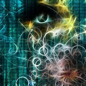 Abstract Background Design Drucke: Machine binary and human like visage