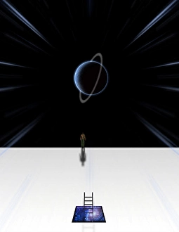 Abstract Space Art Drucke: Man on the edge of discovery