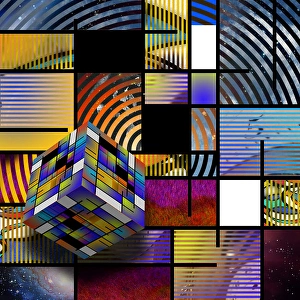 Colorful Geometric Shapes Drucke: Modern Art Abstract Cube