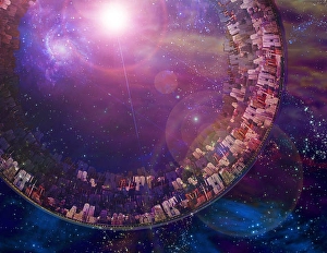 Space Artwork Drucke: Multi-Generational Interstellar Ship in the Expanse of Space