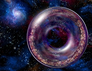 Science Fiction Illustration Drucke: Multi-Generational Interstellar Ship in the Expanse of Space