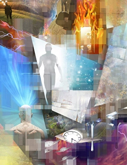 Digitally Generated Artwork Drucke: Multi Layered abstract composition. 3D rendering