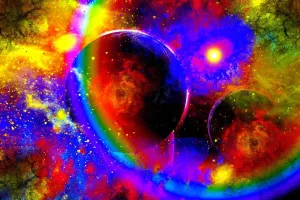 Space Art Illustrations Drucke: The death of a distant star and its system of planets